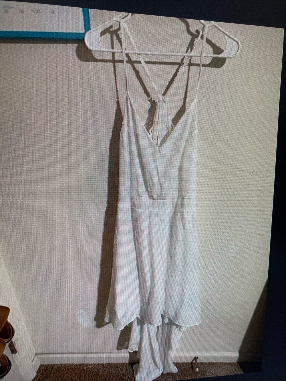 White V-Neck Strappy Chemise with Lace-Back Detail